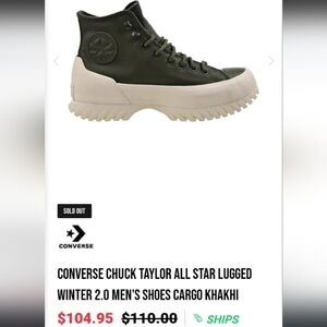 Converse Leather Unisex Cargo Green White Lugged Sole Moto Boho 2.0 High Top